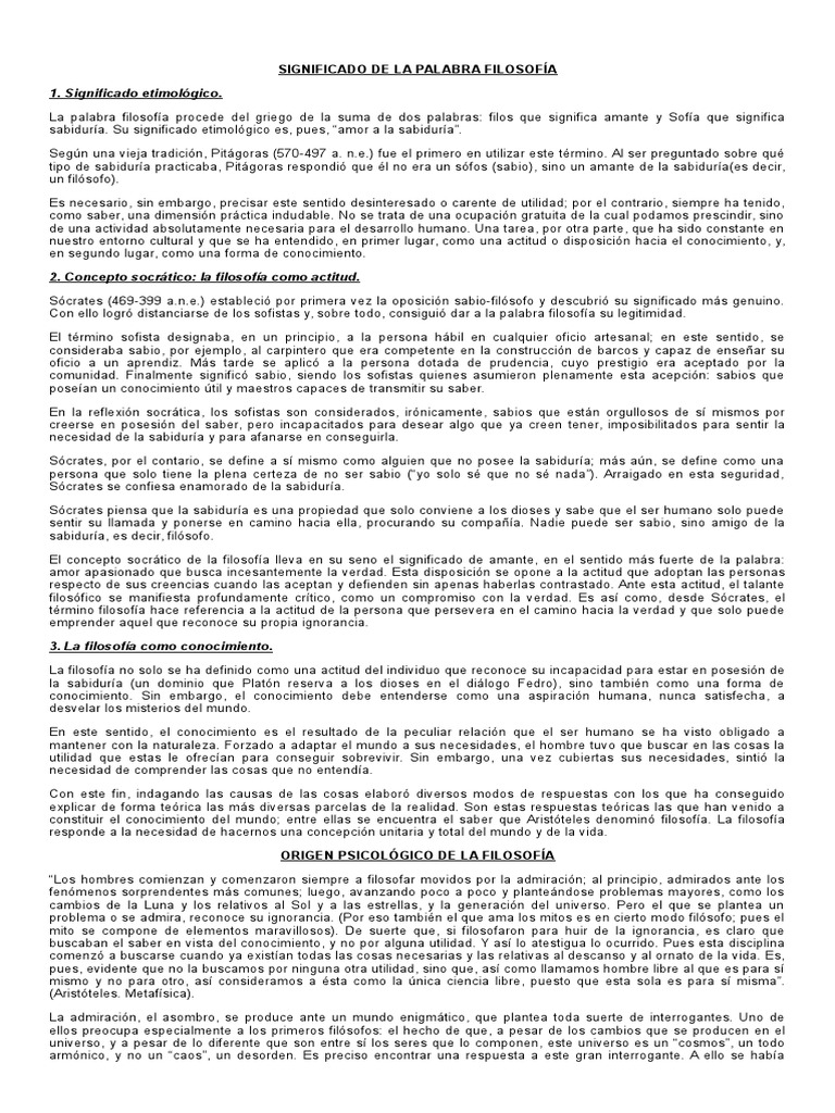 Significado de La Palabra Filosofía Metafísica