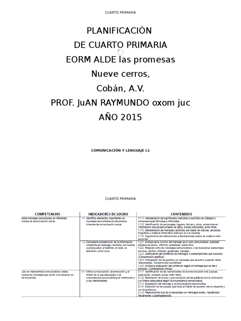 Planificación Cuarto Grado Primaria 2023 | PDF | Ciencias sociales ...