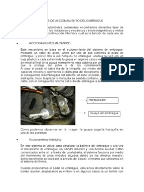 Tipos de Accionamiento Del Embrague | PDF | Embrague | Transmisión  (Mecánica)