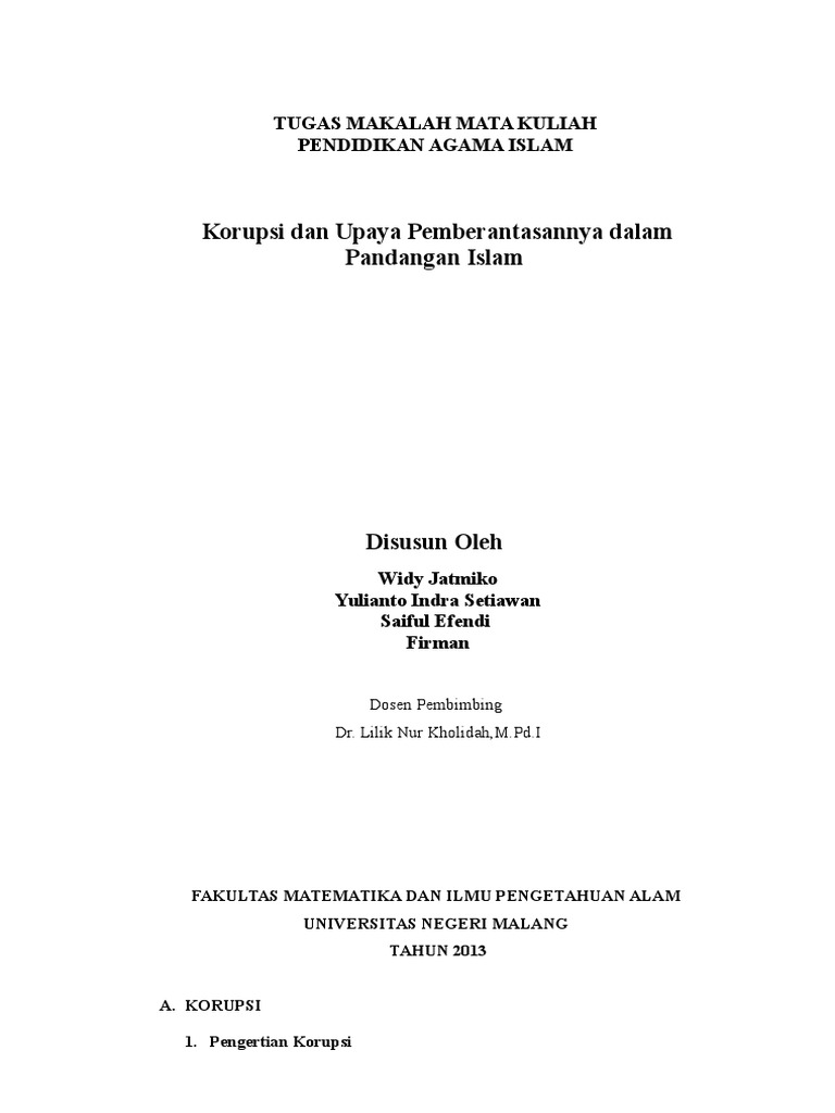 Tugas Pai Makalah Korupsi