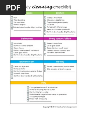 Weekly Cleaning Checklist