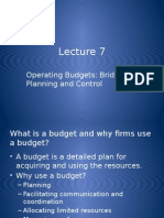 Operating Budgets: Bridging Planning and Control