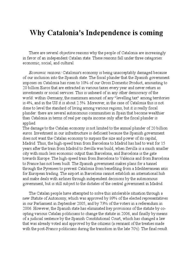 Why Catalonia PDF Catalonia Spain