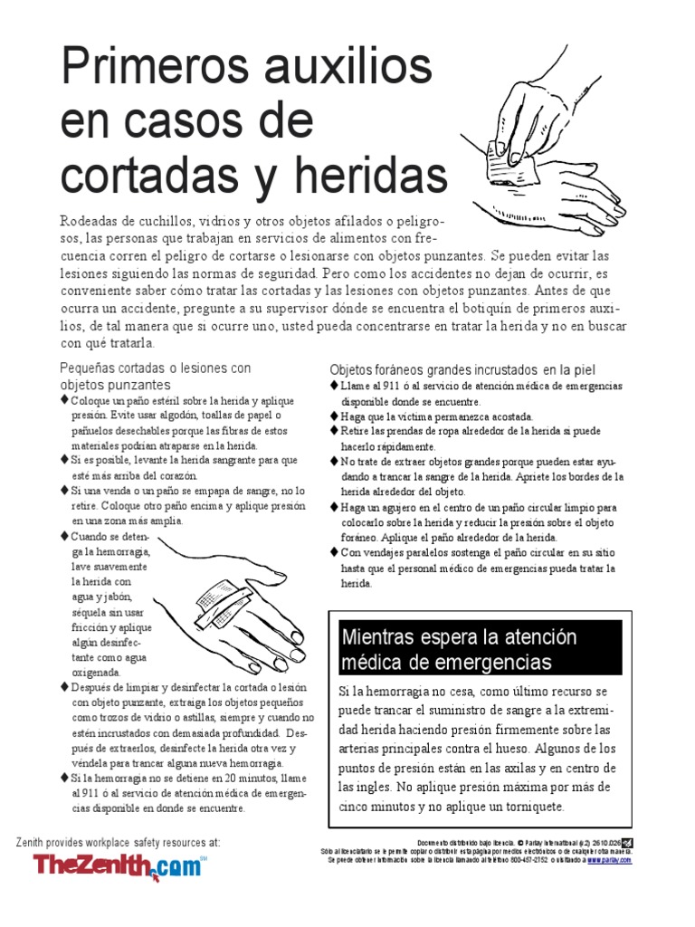 Primeros Auxilios en Cortadas y Heridas | PDF | Primeros auxilios | Herida
