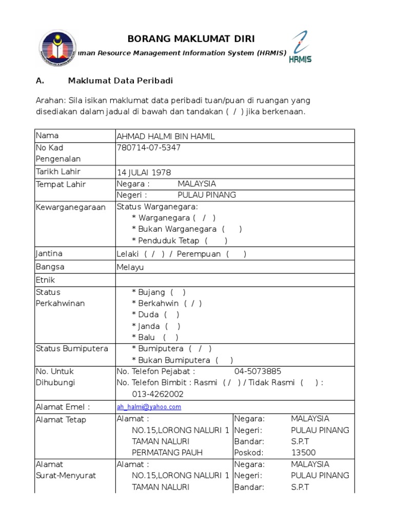 Borang Maklumat 2  PDF