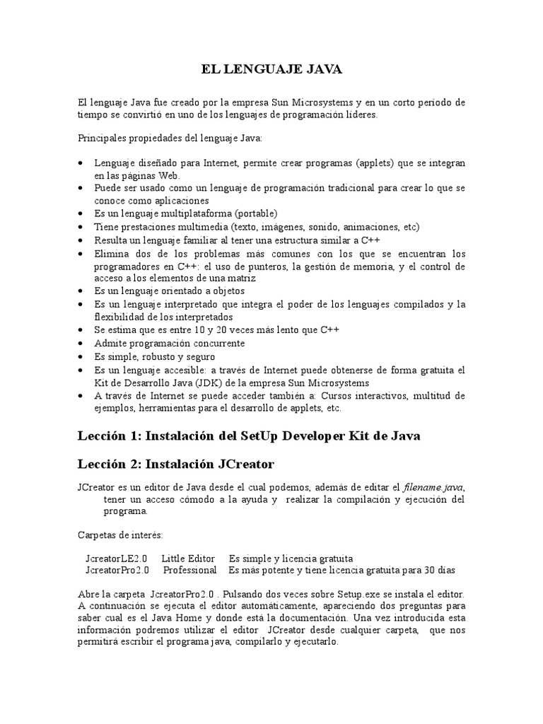 Introducción a JCreator y Java | PDF | Java (lenguaje de programación ...