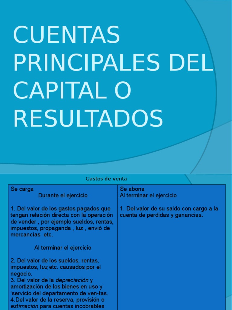 CUENTAS PRINCIPALES DEL CAPITAL O RESULTADOS 2da | PDF | Estado de ...