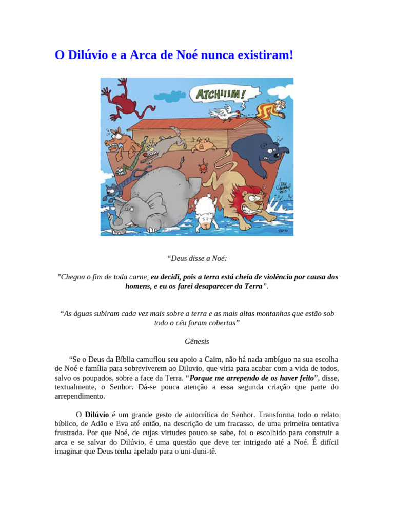 59 - O Dilúvio e A Arca de Noé Nunca Existiram | PDF | Mito do Dilúvio ...