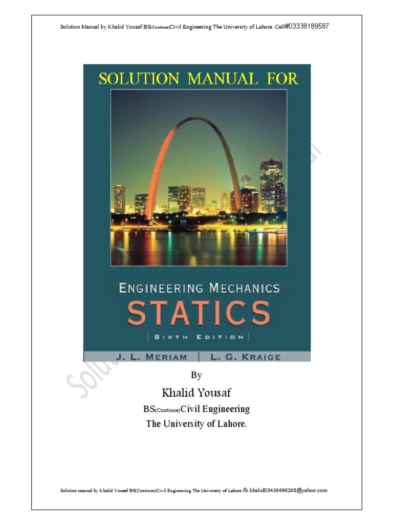 EngineeringMechanics by J L Meriam 6th Solutions by Khalid Yousaf |  Euclidean Vector | Trigonometric Functions