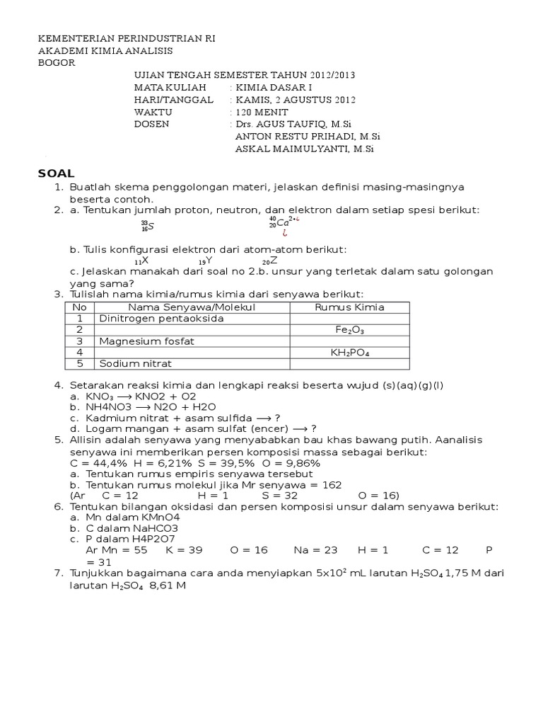 Hukum Hukum Dasar Kimia