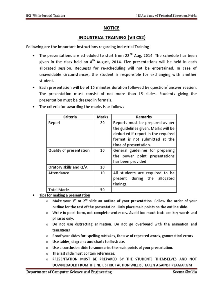 Industrial Training Notice | PDF | Table Of Contents | Letter Case