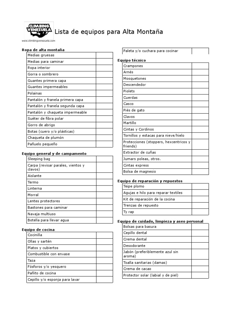 Equipos Esenciales para Alta Montaña | PDF