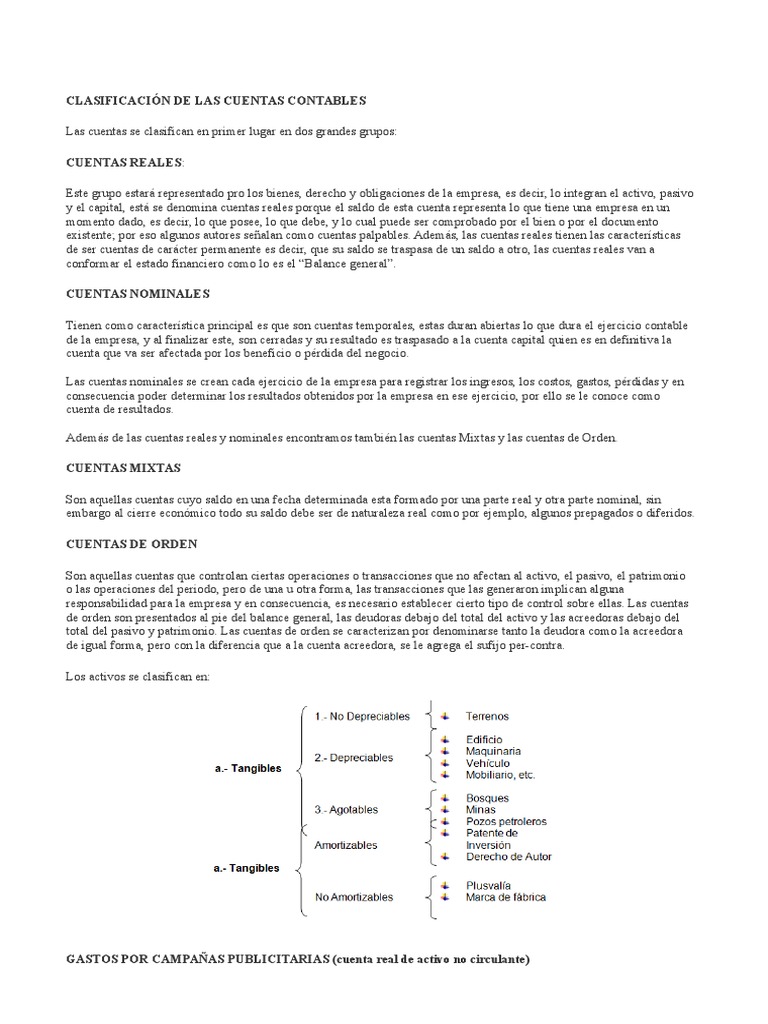 Clasificación de Cuentas Contables | PDF | Contabilidad | Costo