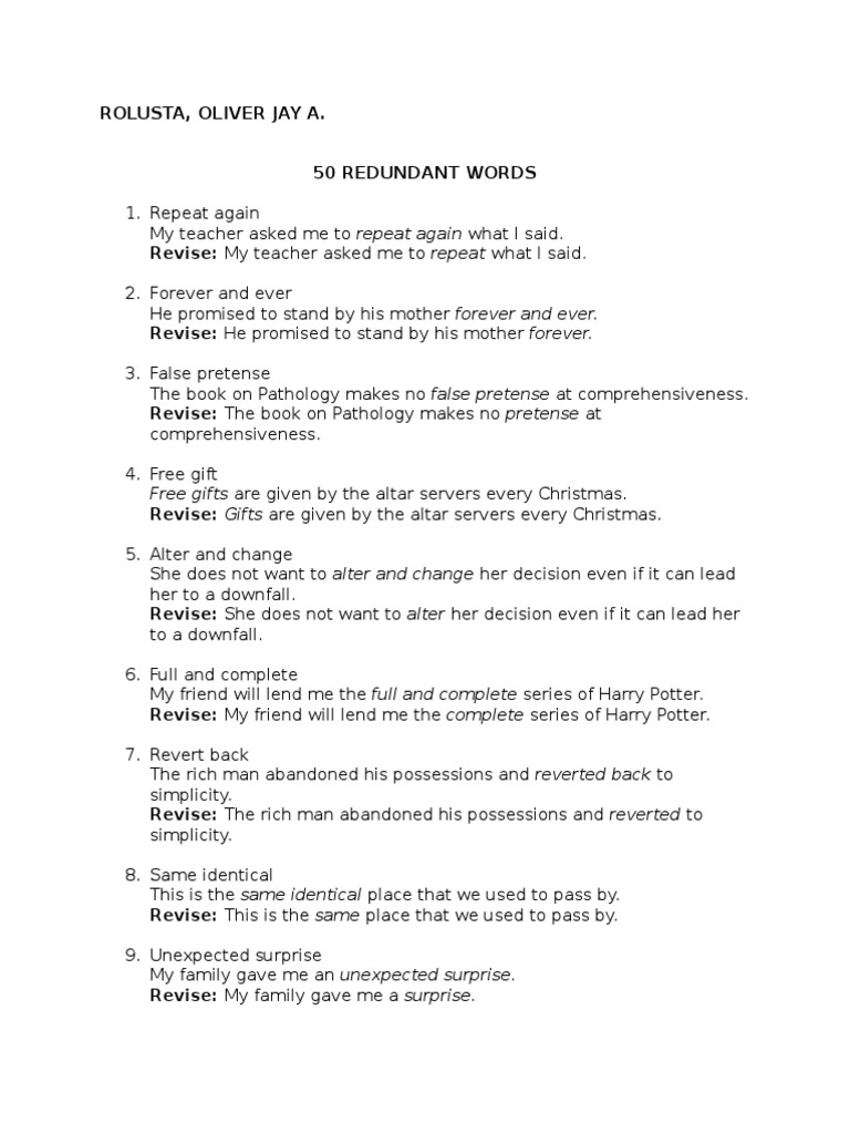 Redundant Words and Phrases Guide | PDF | Religion & Spirituality