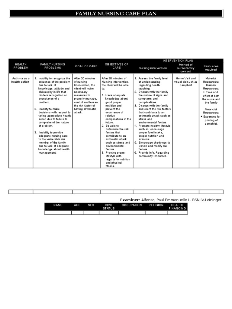 Family Nursing Care Plan | PDF