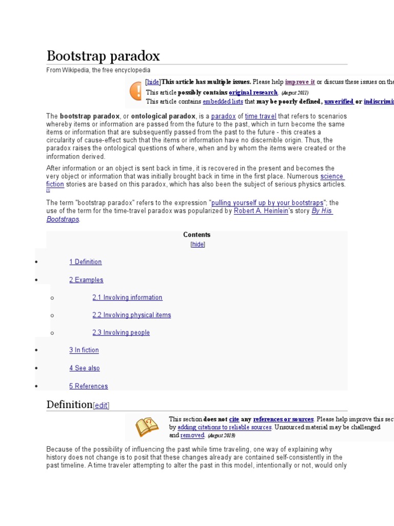 Bootstrap Paradox WIKI PDF Time Travel Metaphysics
