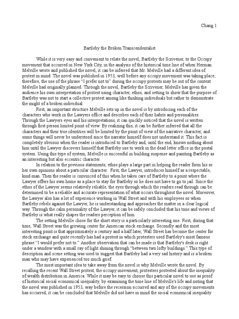 bartleby the scrivener essay