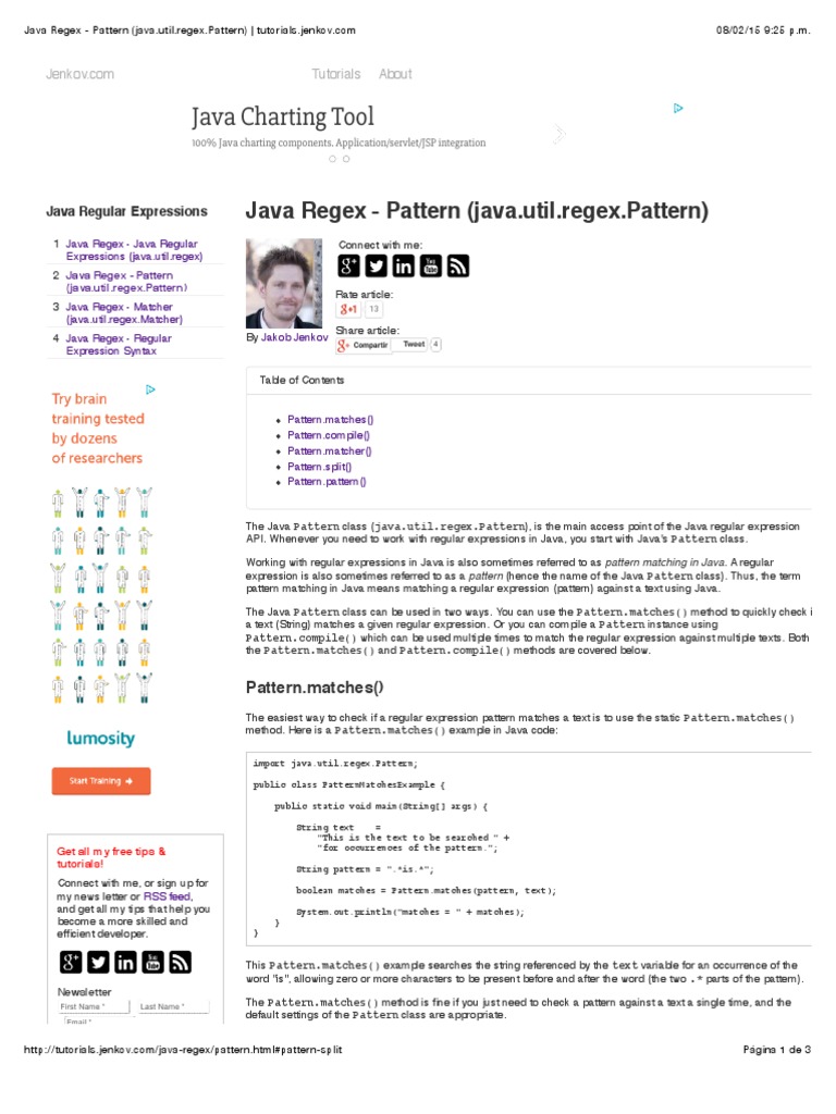 Java Regex Pattern (Java Util.regex Pattern) PDF PDF