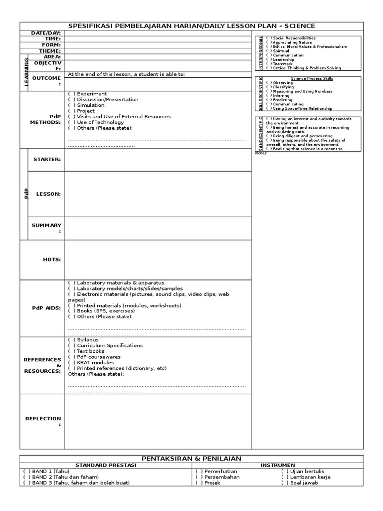 Daily Science Lesson Plan Template | PDF