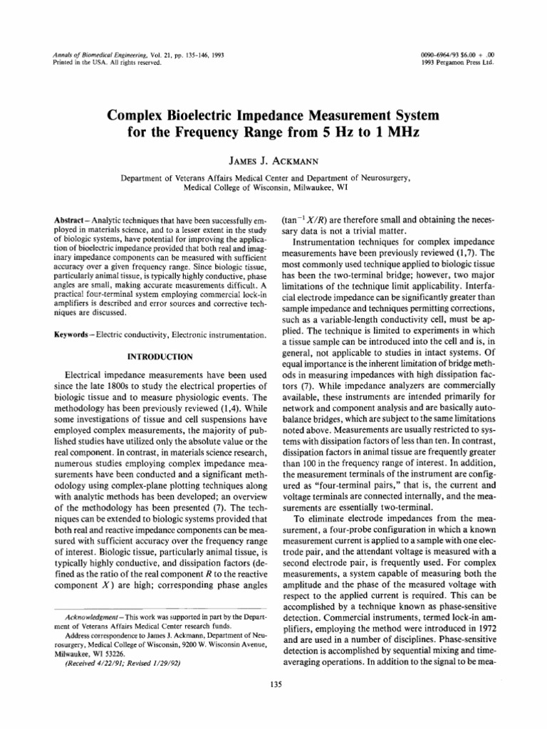 Complex Bioelectric Imped | PDF