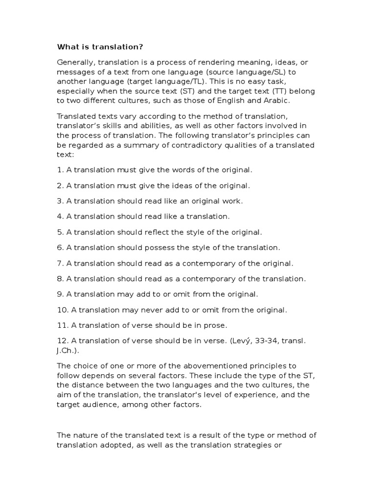 Understanding Translation Principles and Meaning | PDF | Translations ...