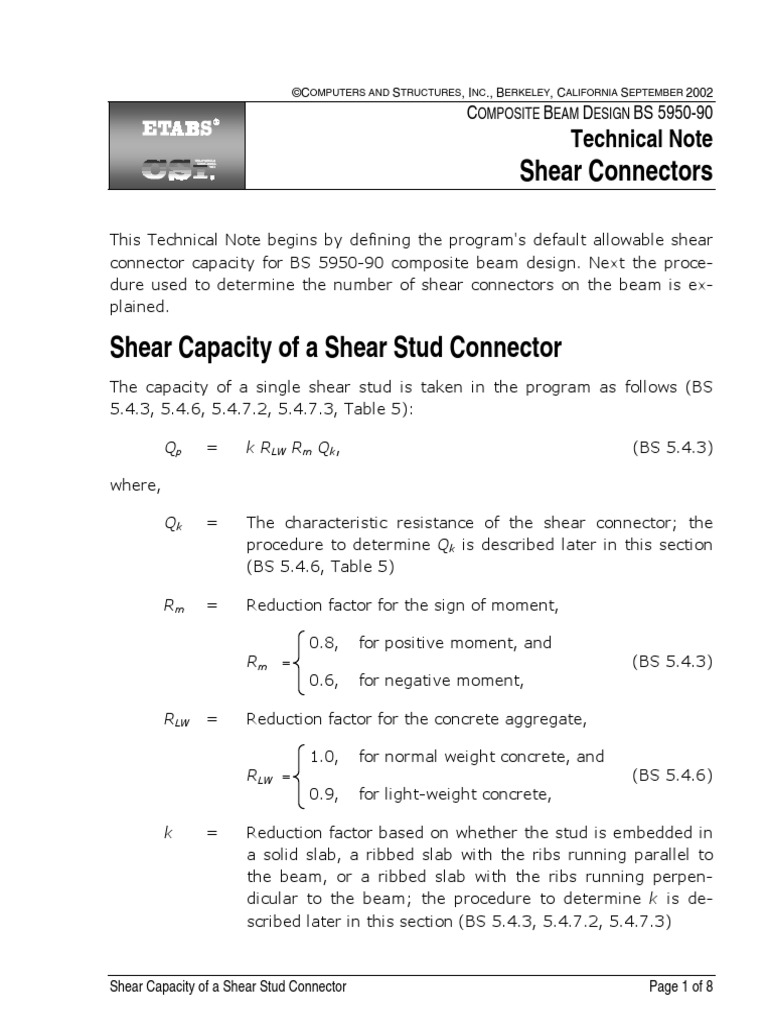 Shear Connectors Design Download Free PDF Strength Of Materials