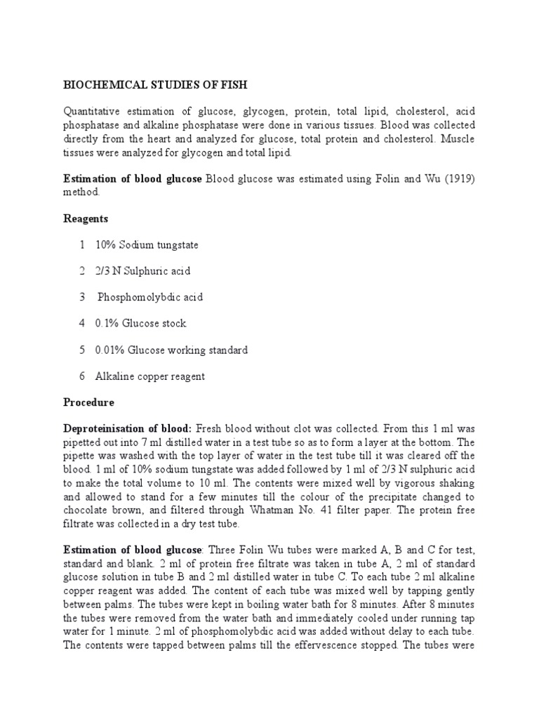 Biochemical Analysis of Fish Tissues | PDF | Solution | Materials