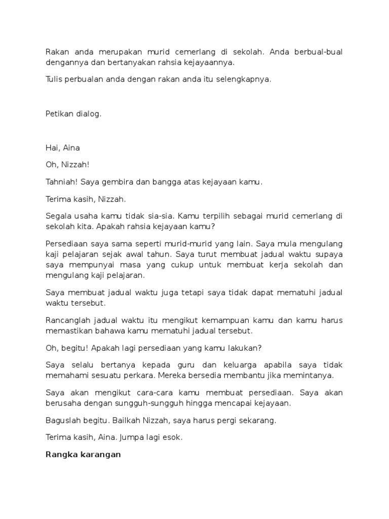 Contoh Karangan Dialog Pdf