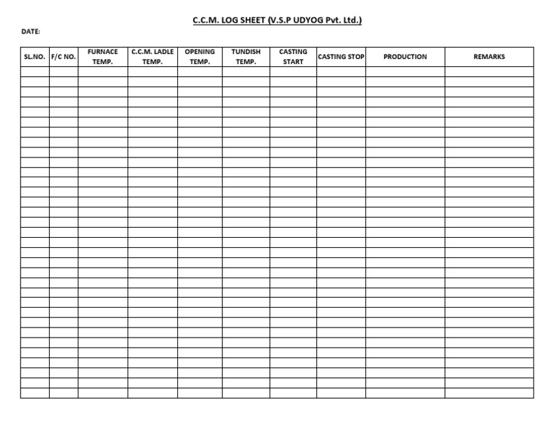 C.C.M. Log Sheet (V.S.P Udyog Pvt. LTD.) | PDF | Technology & Engineering