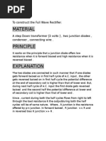 AIM Material: To Construct The Full Wave Rectifier