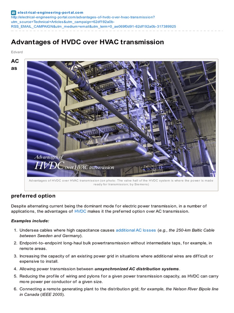 Advantages of HVDC Over HVAC Transmission | PDF | High Voltage Direct ...