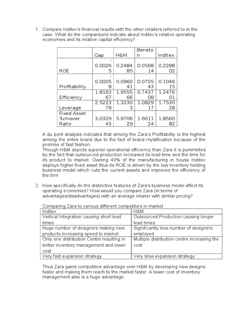 Zara Fast Fashion Case Analysis PDF Retail Inventory