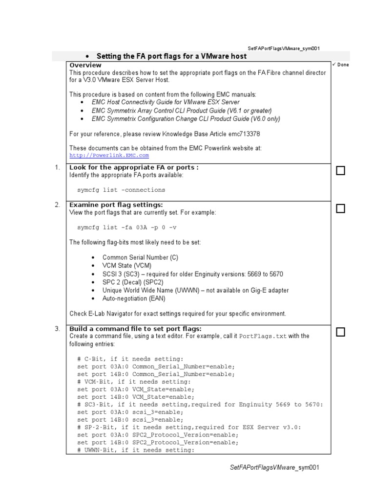 Set FA Port Flags for VMware ESX | PDF | Computers