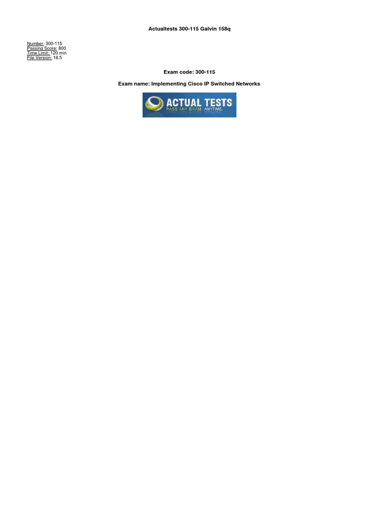 Cisco 300-115 Exam Questions & Answers | PDF | Network Switch | Network ...
