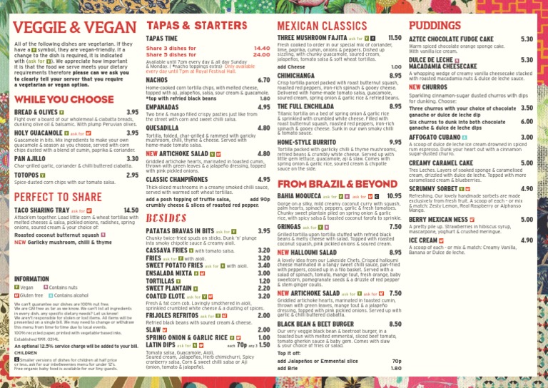 Las Iguanas London Menu Salad Salsa (Sauce)