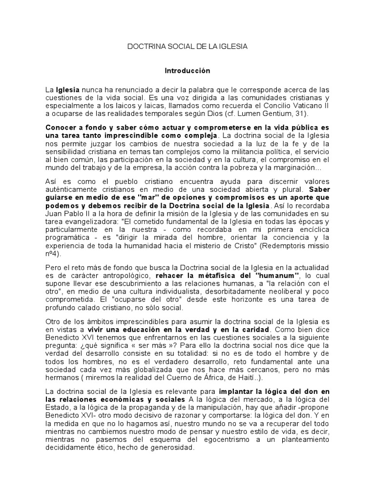 Doctrina Social de la Iglesia: Fundamentos y Valores | PDF | Doctrina ...