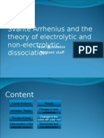 Svante Arrhenius and The Theory of Electrolytic and Non-Electrolytic Dissociation