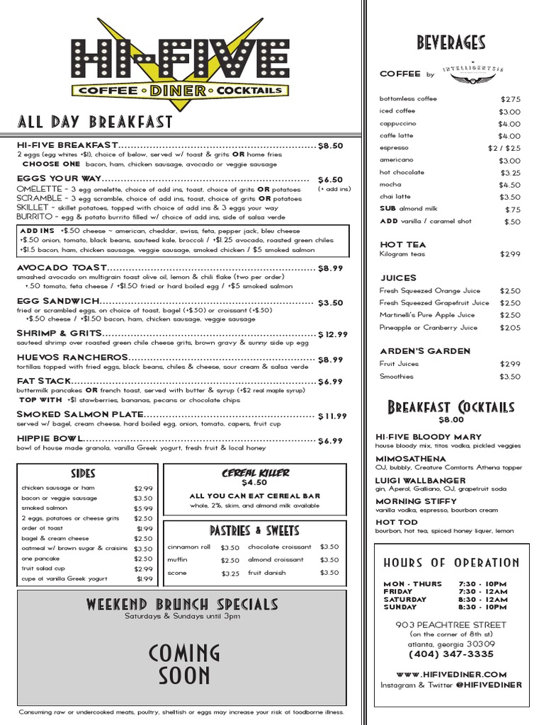HiFive Diner Menu Salad Cuisine Free 30day Trial Scribd