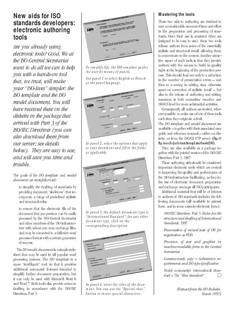 New Aids For ISO Standards Developers: Electronic Authoring Tools | PDF ...