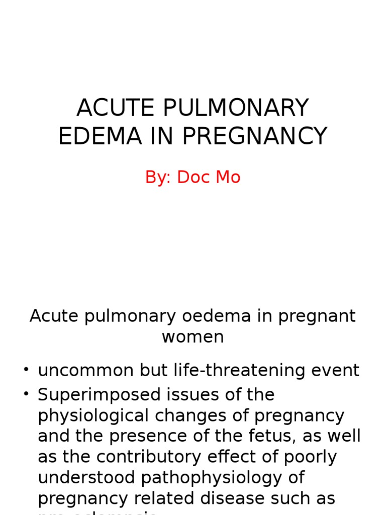 Acute Pulmonary Oedema in Pregnancy | PDF | Respiratory System | Blood ...