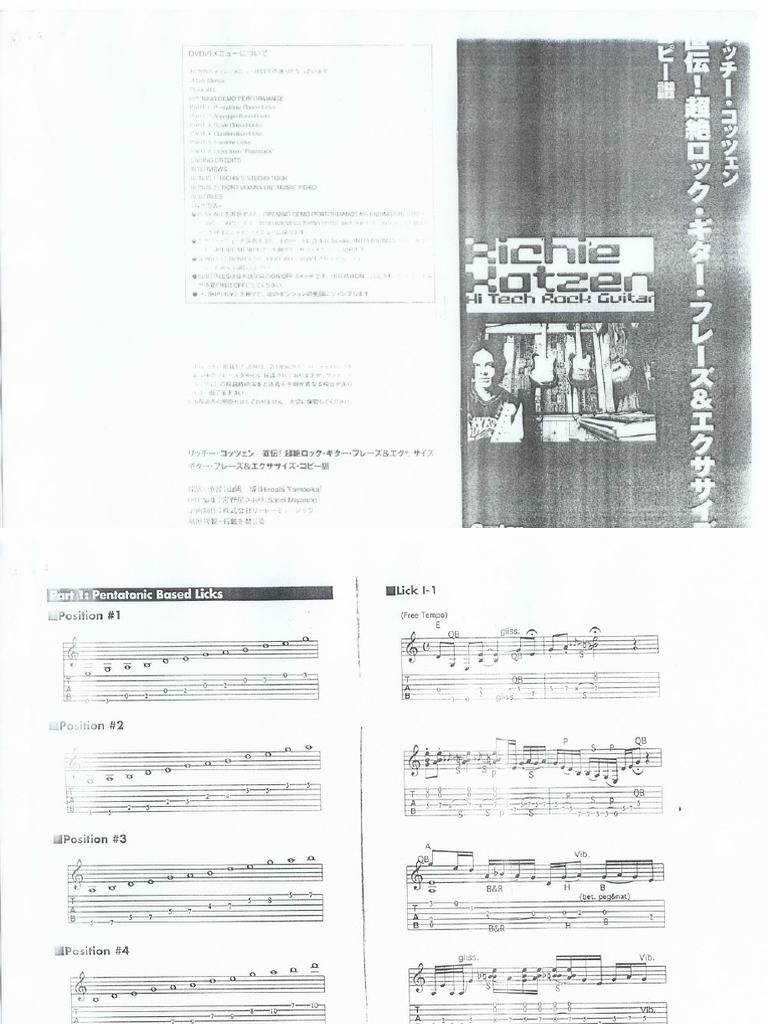 Richie Kotzen Hi Tech Rock Guitar Tab Booklet