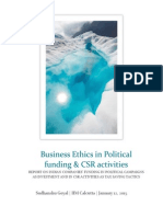 Business Ethics in Political Funding & CSR Activities: Sudhanshu Goyal - IIM Calcutta - January 12, 2015