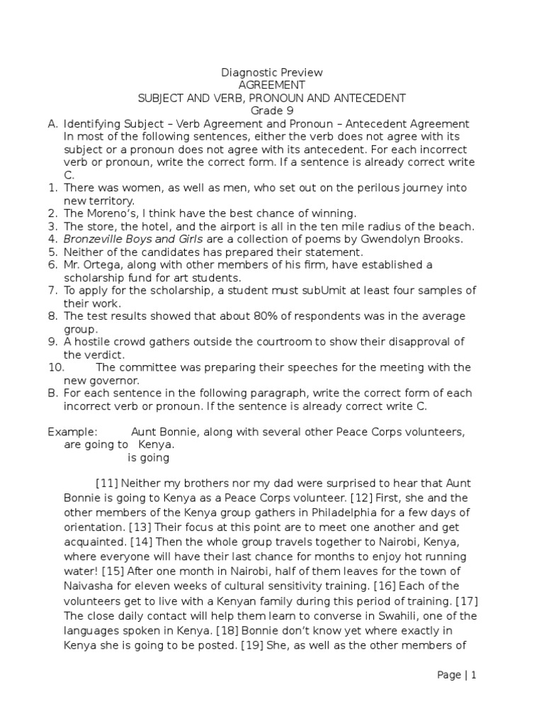 Subject Verb Agreement | Grammatical Number | Grammatical Gender