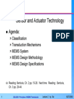 Sensor and Actuator Technology: Agenda