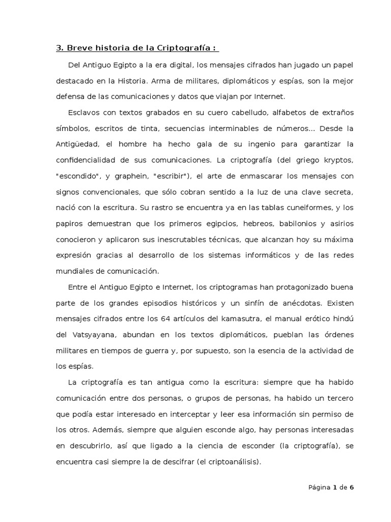 Breve Historia de La Criptografia | PDF | Criptografía | Clave ...