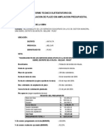 INFORME DE AMPLIACION DE PLAZO SIN AMPLIACION PRESUPUESTAL