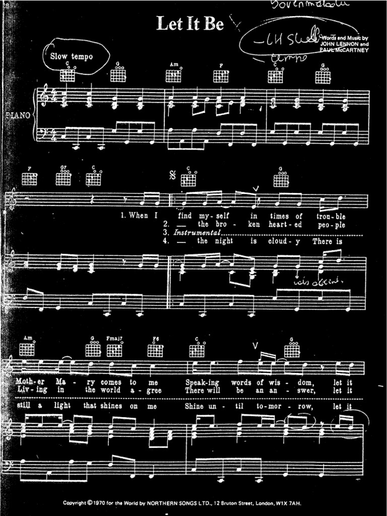 The Beatles Let It Be (Piano) (Partitura Sheet Music Noten Partition Spartiti)