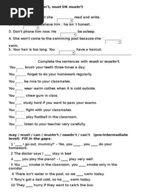 Modal Verbs Exercises Pdf