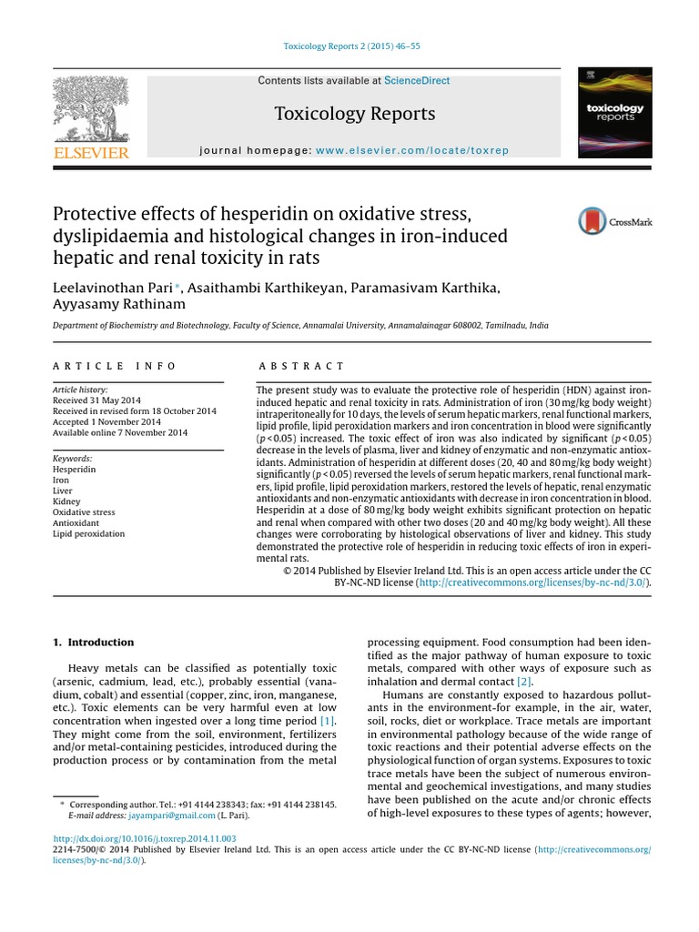 Protective Effects of Hesperidin On Oxidative Stress | PDF ...