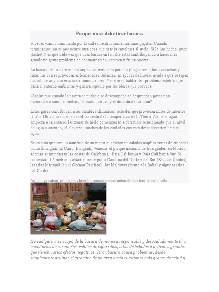 Consecuencias de tirar basura en la calle | PDF | Residuos | Contaminación